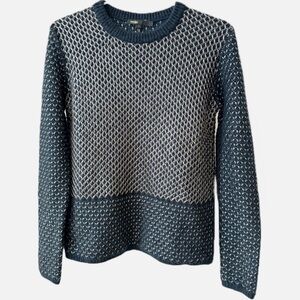 Maje Metallic Angora Wool Blend Crew Neck Long Sleeve Sweater Navy & Gold Size 1